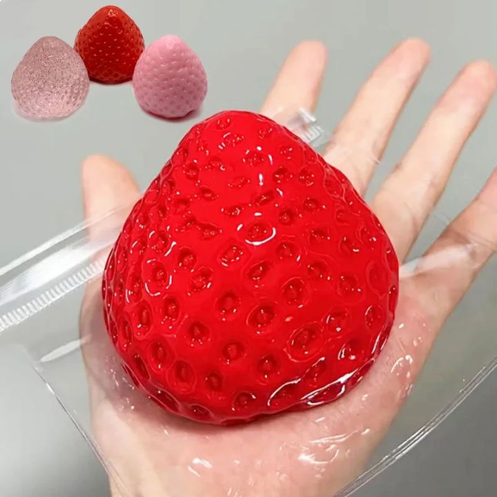 Big Strawberry Squeeze Taba Squishy Toy Kawaii Red Pink Squishies Fidget Toy Fruits Vegetables Soft Girl Birthday  Toy
