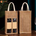 1PCS Red Wine Handbag Wine Box With Window And Handle Single/ Double Bottle Champagne Package Bag Wedding Favors For Guests.