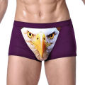 Men's Unique 3D Printed Wolf Eagle Head Flat Angle Pants Mid-waist Boxer Shorts Breathable Knitted Modal Fabric. 