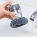 Kitchen Round Dish Sponges Scourer Cleaning Ball with Handle,Multi-Purpose Scrub Scrubber Sponge Pads Ball for Pot Pan Dish Wash Cleaning with Soap Dispenser. 