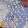 Laser Sliver Star Ocean Dolphin Whale Shoal of fish Bubbles Sea Marine Organisms Nail Art Sticker Self Adhesive Manicure Decal.