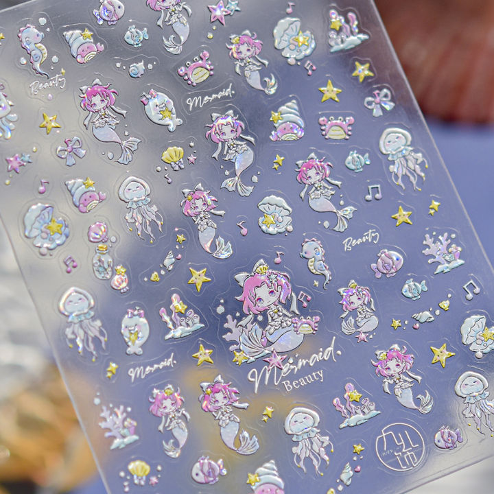 Laser%20Sliver%20Star%20Ocean%20Dolphin%20Whale%20Shoal%20of%20fish%20Bubbles%20Sea%20Marine%20Organisms%20Nail%20Art%20Sticker%20Self%20Adhesive%20Manicure%20Decal%20-%20Image%202