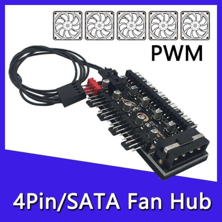 1 to 10 HUB SATA/4PIN PC CPU Chassis Cooling Fans HUB PWM Distributor ...