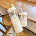 500/850ml Water Bottles Straw Cup Juice Milk Plastic Cup with Lid Straw Bubble Tea Coffee Cups Large Capacity Drinkware.