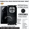 REDMI Note 14 PRO PLUS full Back 360 Protection skin wrap with sides and camera protection premium quality skin wrap for Redmi Note 14 Pro Plus full cover wrap sheet for redmi note 14 pro plus. 