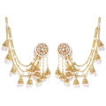 Gold Plated Bahubali Jhumka Earrings with Long Chain for Women, Classic Fashion Jewelry.