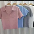 Fashionjeans short-sleeved V-neck silk shirt # Korean fashion coat #28025. 
