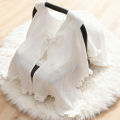 Baby Stroller Cover White Lace Bowknot Sunproof Dustproof Windproof Outdoor Protective Cover for Infants.
