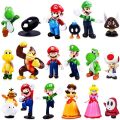 6-18pcs/set Super Mario Bros PVC Action Figure Toys Dolls Model Set Luigi Yoshi Donkey Kong Mushroom for kids birthday gifts. 