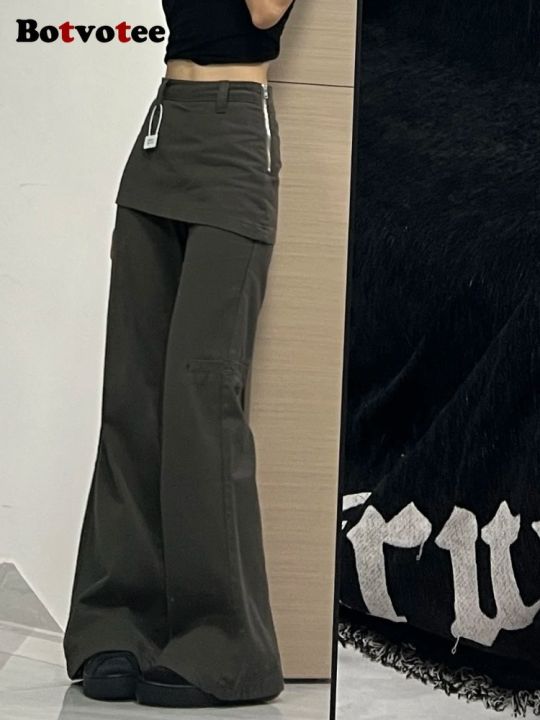 Botvotee%20Fake%20Two-Piece%20Plus%C2%A0size%20Wide%20Leg%20Jeans%20for%20Women%202025%20New%20Y2k%20Fashion%20Streetwear%20High%20Waisted%20Flare%20Denim%20Pants%20-%20Image%202