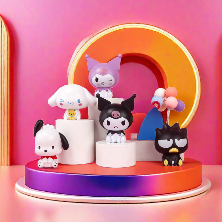 Sanrio Anime Figures for Girls, Kuromi Model, Pochacco, Cinnamoroll Toys, Kawaii DIY Doll Collection, Desk Ornament, Kids Gift