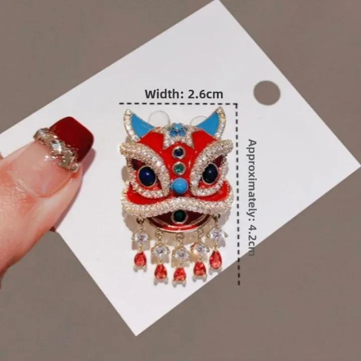 Chinese%20Style%20Red%20Lion%20Dance%20High%20End%20Accessory%20Enamel%20Painted%20Brooch%20-%20Image%203