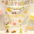 VIKAMA Birthday Tapestry Adorable Animal Party Decoration Backdrop Baby's 100th Birthday Decoration Tapestry.