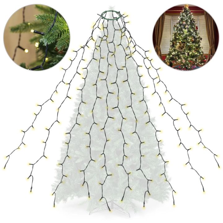 SALCAR 2m*8 LED Weihnachtsbeleuchtung mit Ring Überwurf Lichterkette 10 Girlande