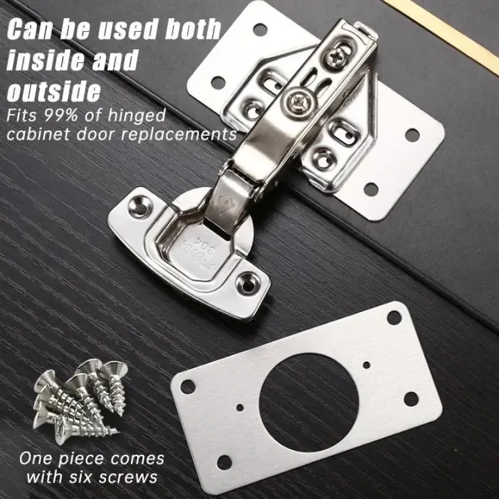 2/4/10%20Pieces%20Cabinet%20Hinge%20Repair%20Plate%20Kit%20for%20Home%20Kitchen%20Cabinets%20and%20Furniture%20with%20Holes,%20Stainless%20Steel%20Door%20Hinge%20Mounting%20Plate%20-%20Image%204