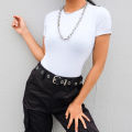 Casual Basic Black White Bodysuit Women Summer Short Sleeve Woman Body Top Cotton Bodycon Jumpsuit Romper Ladies 2020. 