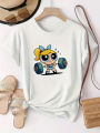Women's Workout T-Shirt - Stretchy Gym & Casual Top with Weightlifting Graphic Harajuku Short Sleeve Casual Aesthetic Clothes.