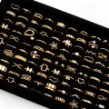 22/44Pcs/Set Fashion Simple Heart Flowers Leaf Rings Set For Women Mix Style Trendy Geometry Daily Jewelry Party . 