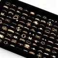 22/44Pcs/Set Fashion Simple Heart Flowers Leaf Rings Set For Women Mix Style Trendy Geometry Daily Jewelry Party . 