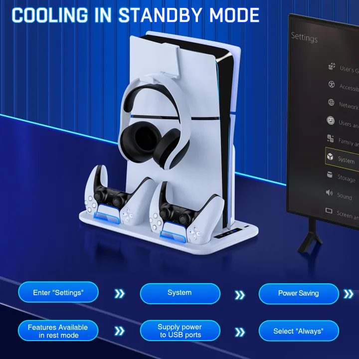 DinoFire%20S4000%20For%20PS5%20Slim%20Disc/Digital%20Fast%20gamepad%20Charging%20Cooling%20Stand%20Vertical%20Cooling%20Station%20For%20PS5%20-%20Image%205