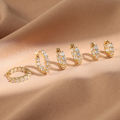 Yupsk 6pcs Shiny Zircon Ear Rings White Gold Color Huggie Cartilage Piercing Ear Cuff Tiny Earring for Women Men Jewelry Gift.