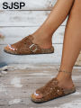 Women's Casual Retro Animal Snake Print Slippers and Sandals - Stylish Buckle Single-Strap Design, Non-Slip Pvc Sole, Comfortable Pu Upper, Suitable for Casual Beach Wear, Indoor and Outdoor Outfits, Spring and Summer Series Women's Shoes. 