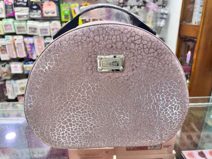 Vanity makeup Box - D shape Pink Glitter