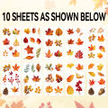 10 Sheets Fall Leaves Temporary Tattoos Autumn Harvest Tattoos Stickers for  Decor, Maple Leaves Fake Tattoo Autumn Leaf Face. 