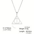 Skyrim Stainless Steel Deathly Hallows Necklace Round Triangle Silver Color Pendants Necklaces Geometric Jewelry for Women Men. 