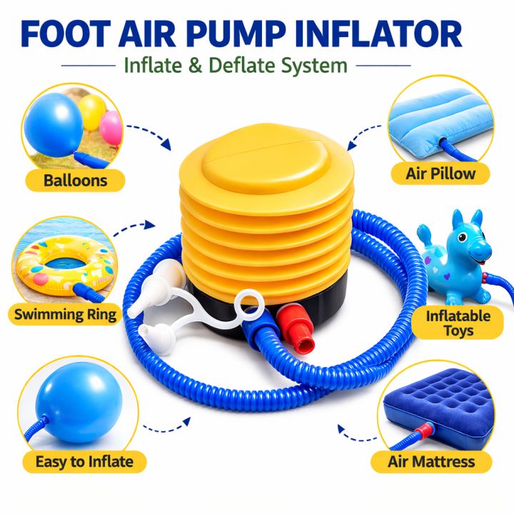 Foot Air Pump Inflator Portable Balloon Pump Swimming Ring Air Pump Inflatable Toy Pump - air mattress, swimming ring, camping inflatable toy, air pillow, raft inflator, sports ball inflator portable manual pumper