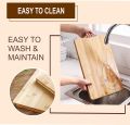 Wooden Chopping Board, Natural Bamboo Wood, (20x30, 22X32, 24x34, X 1.8 cm) Perfect Size Cutting Tray for Kitchen, Vegetables, Fruits, Pizza, Meat, Multipurpose use, with Steel Handle. 