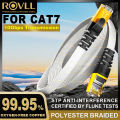 ROVLL CAT7 Ethernet Cable Flat Lan Cable STP Round RJ45 Network Cable Cat 7 Internet Cord 10Gbps Braided Patch Cord.