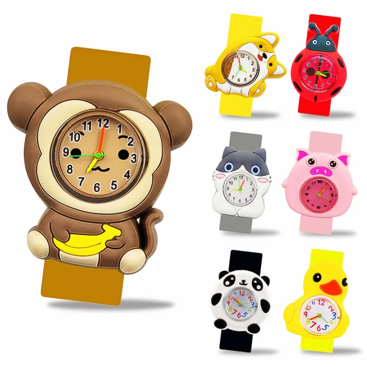 Cute Kids Slap Watches Cartoon 3D Animal Silicone Children Watches Student Clock Baby Kindergarten Prize Gifts