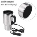 Car Electric Heating Cup 12V Stainless Steel Thermos 450ml USB Heated Mug For Outdoor Travel Camping Coffee Tea Warm Accssories. 