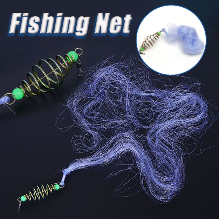 12 Size Fishing Net Trap Mesh Luminous Bead Netting Sea Fish Net Sticky Tackle Design Copper Shoal Cast Gill Feeder Fishing Trap