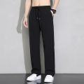 Becoolman -4 colors men's ice fiber sports pants light and breathable elastic waist casual sports straight pants feet compression pants. 