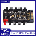 SATA/4PIN 1 to 10 Fan HUB PWM Controller Adapter PC CPU Cooler Fan HUB PWM Splitter Cooling Fan Hub. 