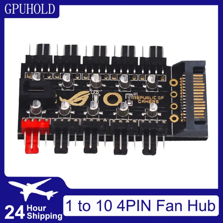 Cpu Hub SATA/4PIN 1 to 10 Fan HUB PWM Controller Adapter PC CPU Cooler Fan HUB ...
