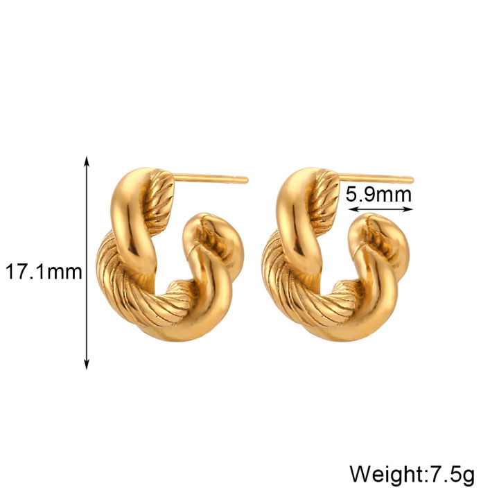 Waterproof%20Hypoallergenic%2018K%20Gold%20Plated%20Twisted%20Chunky%20Round%20Hoop%20Earrings%20For%20Woman%20pendientes%20de%20acero%20inoxidable%20para%20mujer%20-%20Image%208