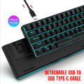 Backlit 68 Key Mechanical Keyboard Dual-Color Keycaps USB-C Detachable - Ideal for Gaming Office Home Easy Storage. 