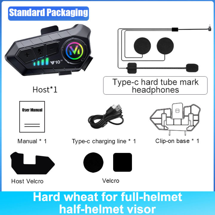 Y10-2X%201/2Pcs%20Motorcycle%20Helmet%20Bluetooth%20Headset%20Intercom%20Long%20Standby%201000mAh%20MP3%20IPX6%20Waterproof%20%20Wireless%20Hands-free%20Super%20-%20Image%207