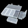 4 Adjustable Dividers Clear Plastic Storage Organizer Box - Craft & Sewing Supplies Container with Removable Compartments.