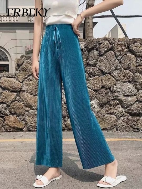 Elegant%20%20Women's%20Pants%20Leisure%20Solid%20Color%20Pleated%20Wide%20Leg%20Pants%20Fall%20New%20Drape%20Loose%20Nine%20Pants%20Streetwear%20Women%20Clothing%20-%20Image%202