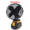 6 Inches Camping Fan 10000/20000mAh Outdoor Fishing Wireless Desktop Portable Metal Fan Strong Wind Fan FIt Dewalt 18V Battery. 