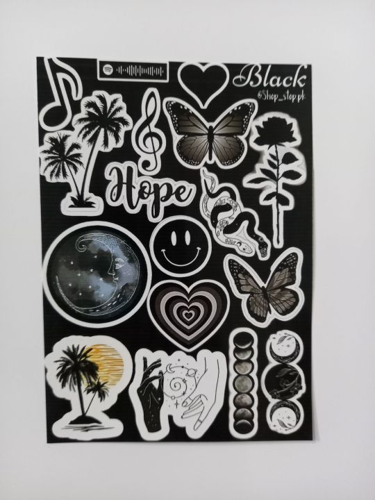 Black Uncut Sticker Sheet A6 size - 15 x 10 cm
