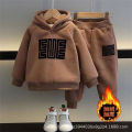 Winter Boys Padded Sets Children's Thicken Suit Autumn Fleece Hooded Sweatshirt Sweatpants 2 Pieces Kids New Warm Outfit. 