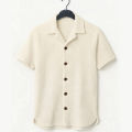 Richman Cuban Collar Shirt For Men - Half Sleeves Men Shirts - Waffle Knit Casual Shirts For Men. 
