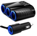 3 USB Port 3 Way 3.1A Blue Led Car Cigarettes Lighter Socket Splitter Hub Power Adapter 12V-24V. 