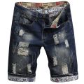 Summer Men's Knee-length Ripped Denim Shorts Hip-hop High Street Slim Straight Short Jeans Male Retro Fashion Casual Shorts. 