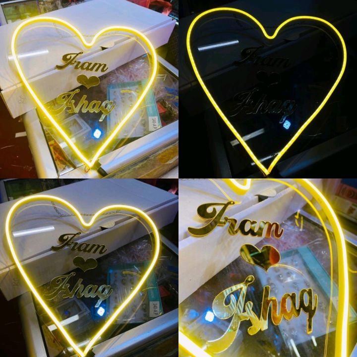 *!.Customized Wall Hanging NEON Frame.!*
==========================
💡 Golden Mirror Acrylic Name
💡 Size 12 x 12 inches
💡 With Adapter 🔌
💡 Ready in 2/3 Days
🎊 Colors available
*White, Blue, Light Blue, Pink, Purple, Red, Yellow*
=====================